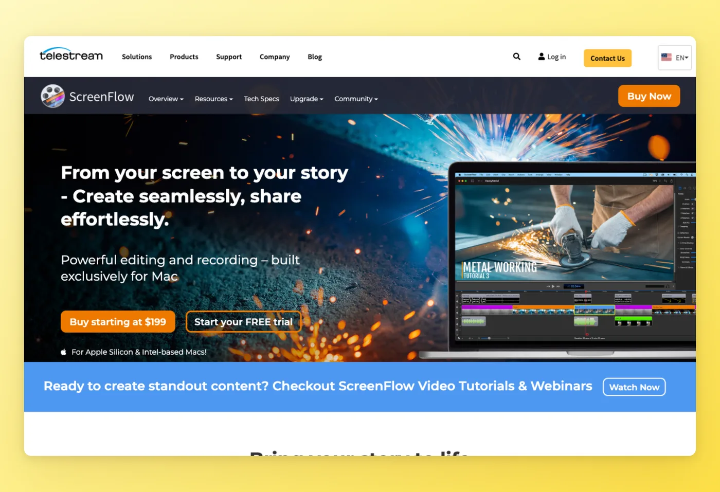 ScreenFlowのインターフェースのスクリーンショット