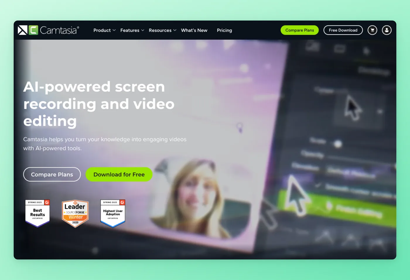 Camtasia 인터페이스 스크린샷