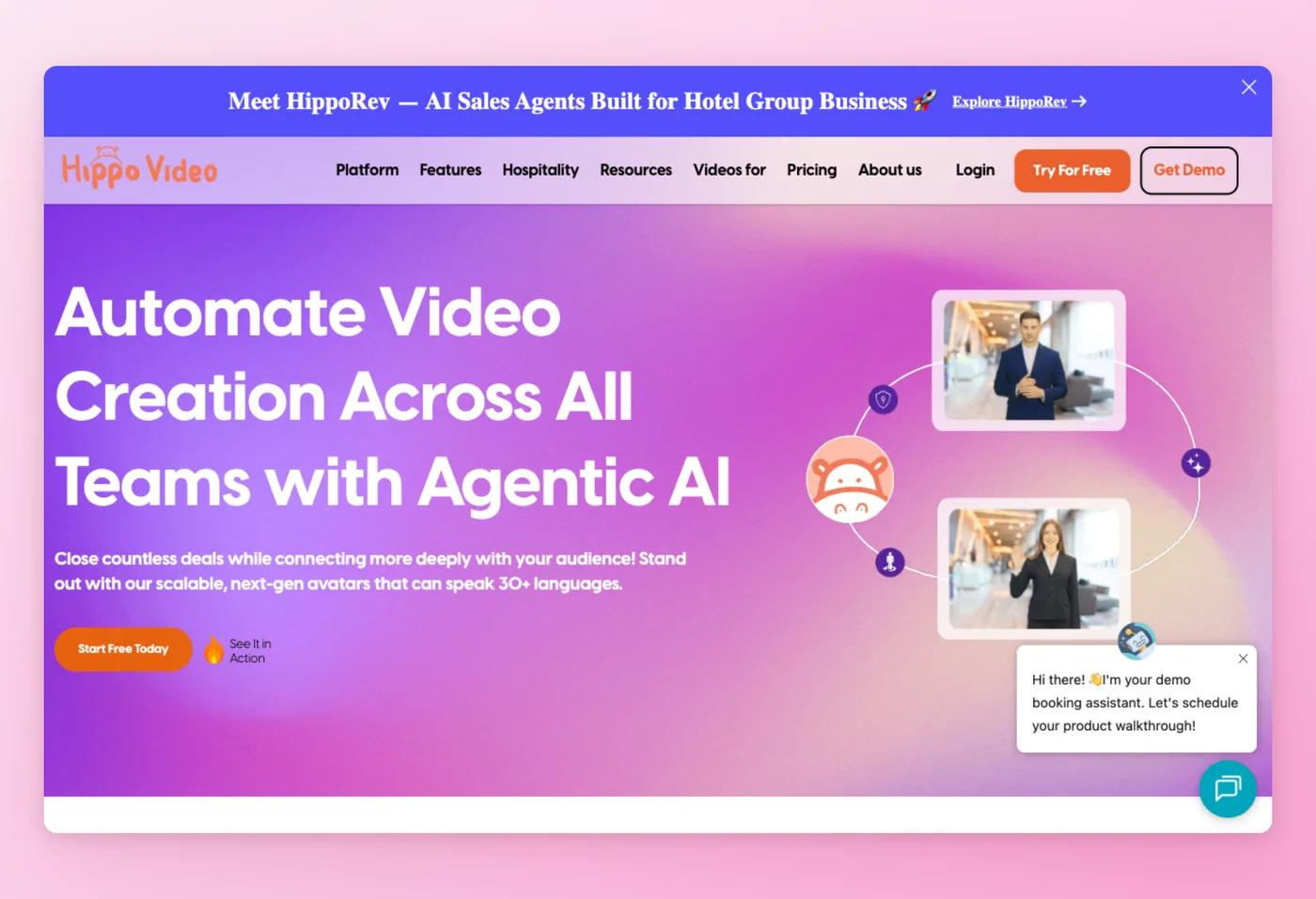Screenshot dell'interfaccia di Hippo Video